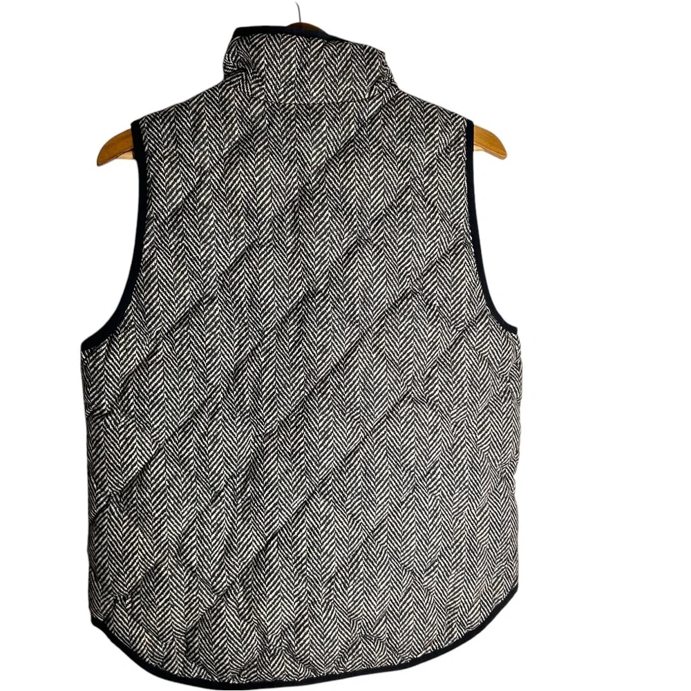 J. Crew Quilted Herringbone Excursion Vest Black Tan Women’s Puffer Size M